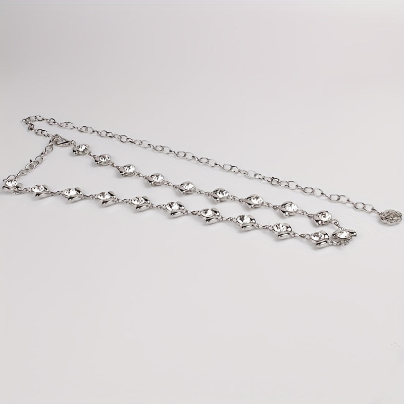 Rhinestone Waist Chain Flower Pendant Decorative Girdle Jewelry