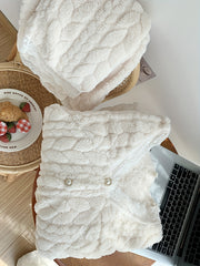 Lace Trim Fuzzy Pajama Set Women's Sleepwear & Loungewear