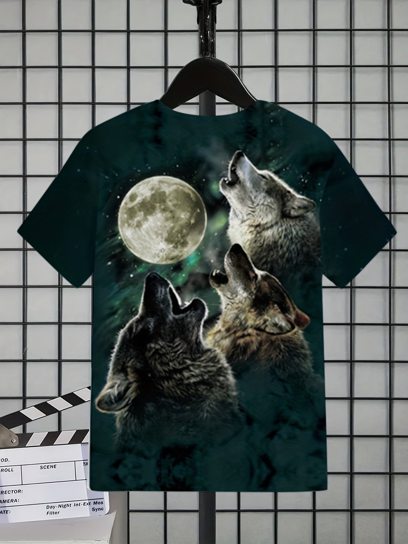 Boys' Wolf & Moon 3D Print T Shirt for Outdoor Summer Fun