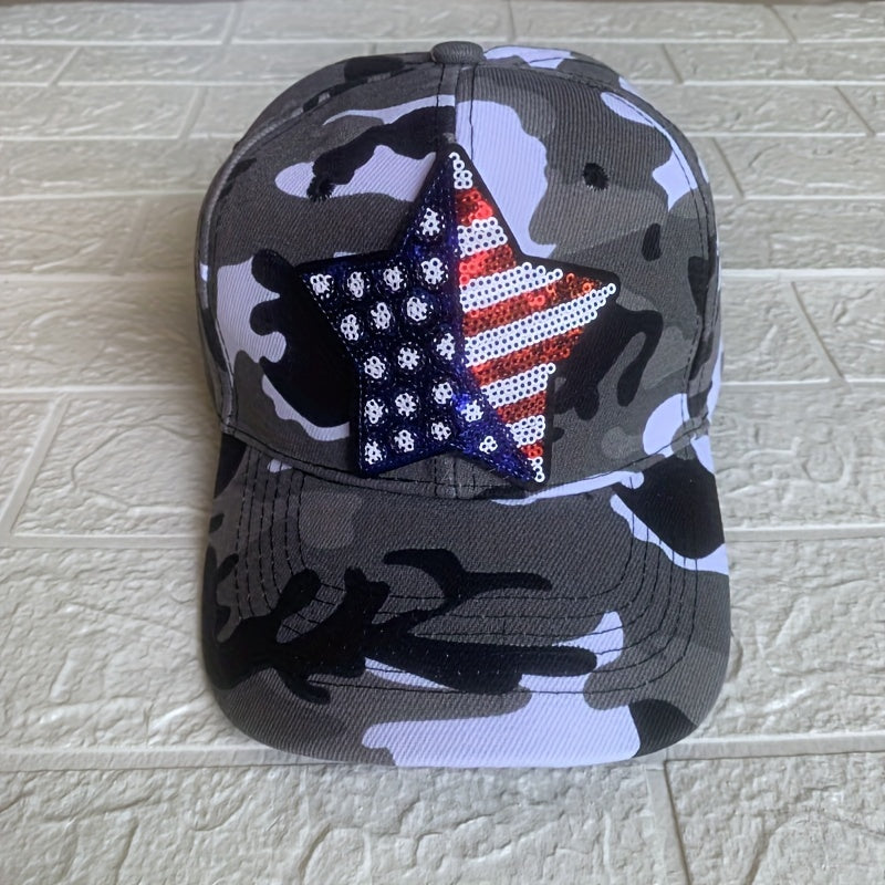 Sequin Flag Camouflage Hat Baseball Hat Outdoor Sports Cap
