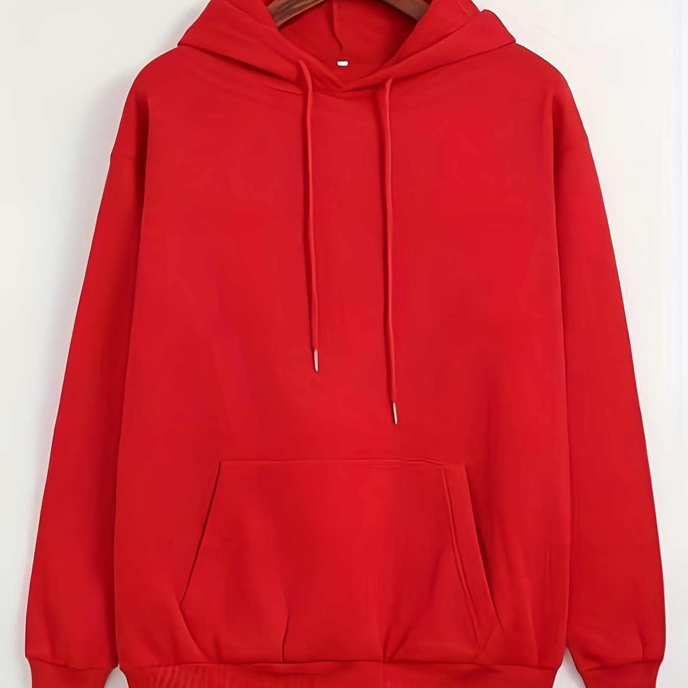 Solid Kangaroo Pocket Hoodie Casual Long Sleeve Drawstring Hoodies Sweatshirt