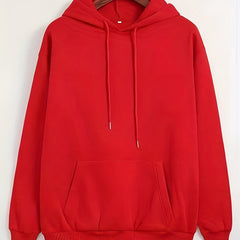 Solid Kangaroo Pocket Hoodie Casual Long Sleeve Drawstring Hoodies Sweatshirt