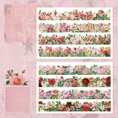 School Supplies Sticker Pack Blooming Garden Series for Journaling 4 Sheets
