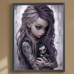 Gothic Girl 5D Diamond Painting Set for Adults, DIY Full Embroidery Painting