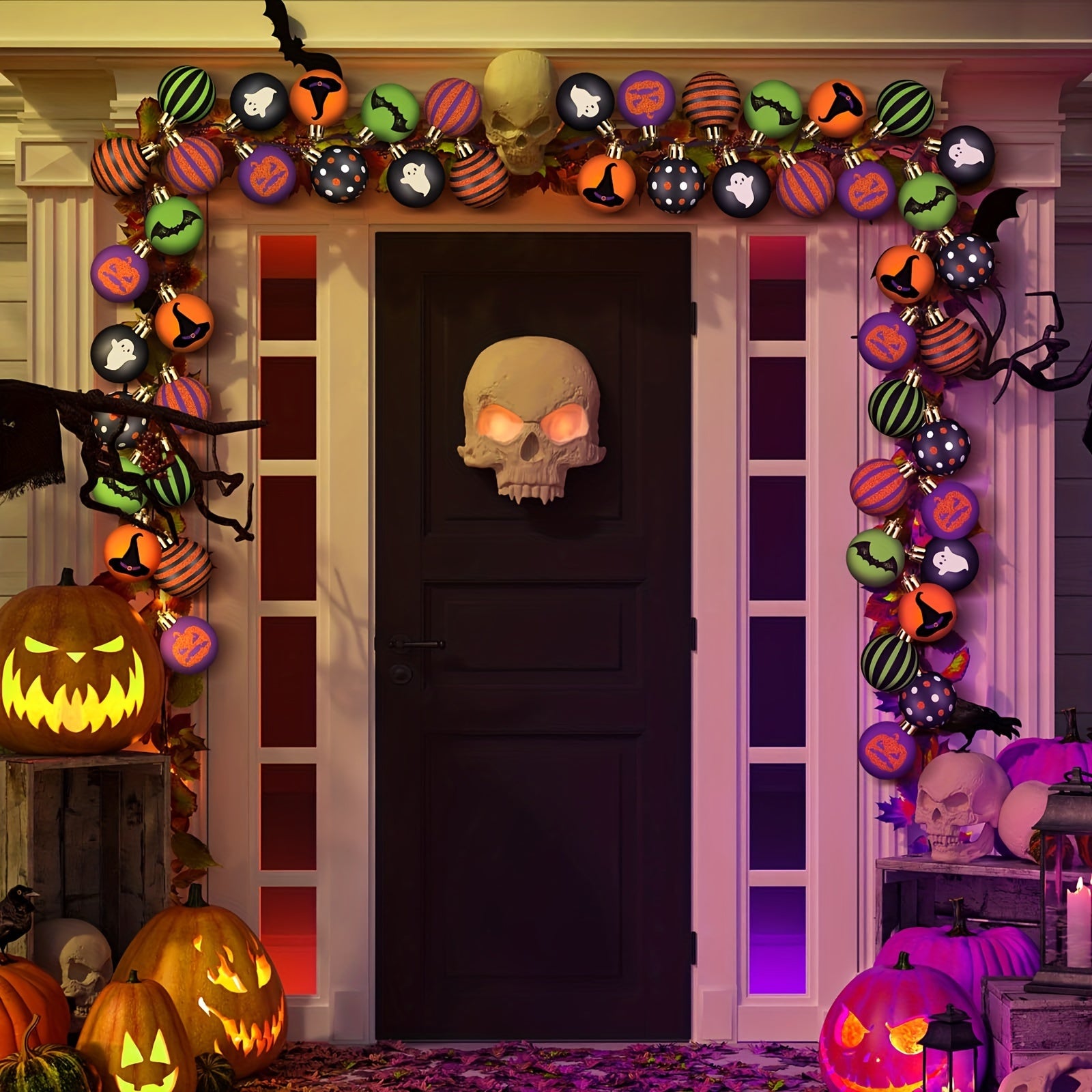 24 Pcs Halloween Ornament Set - Pumpkin Cat Spider Witch Hat Tree Decorations