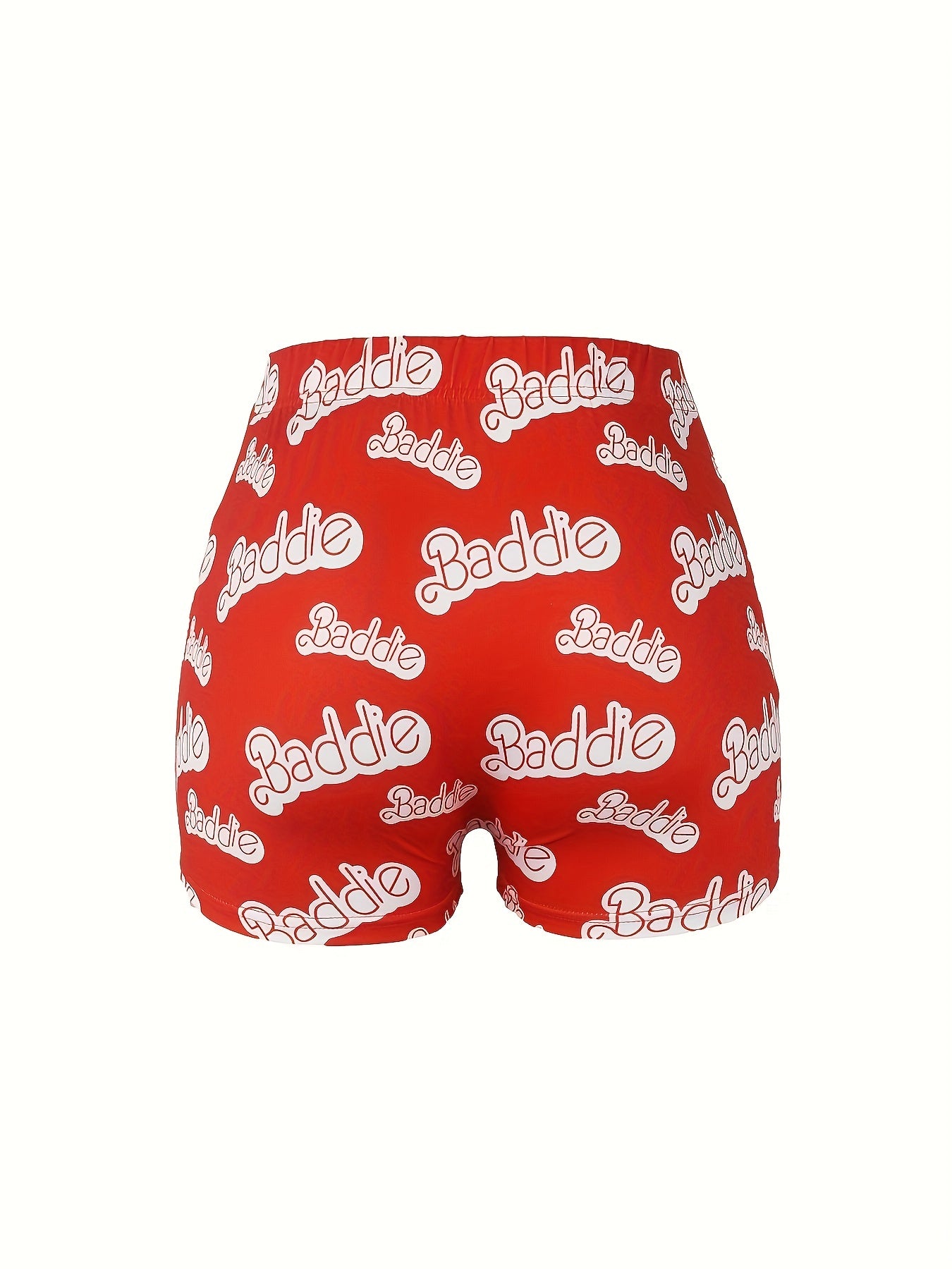 Art Letter Print High Rise Stretch Shorts
