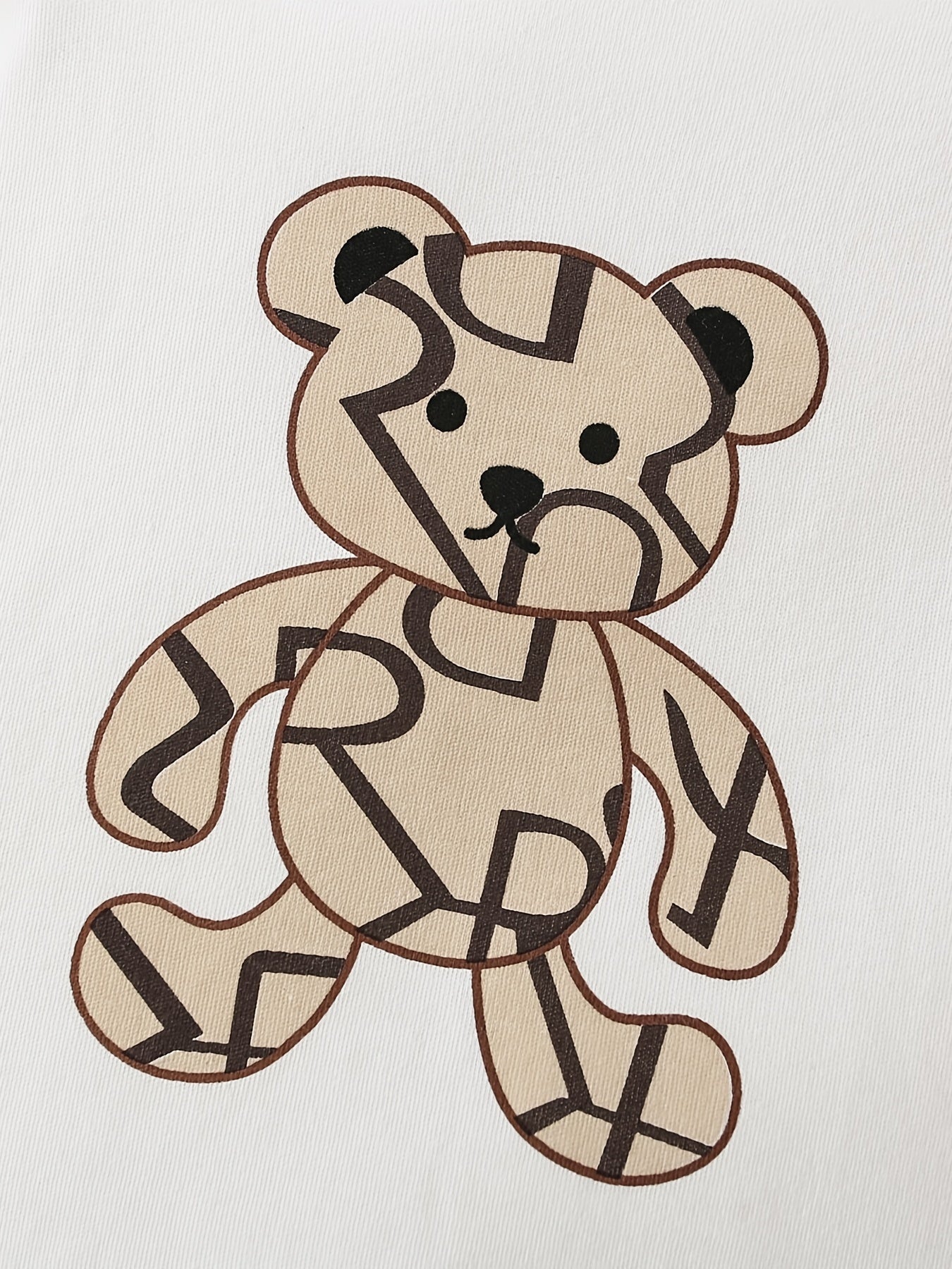 3pcs Baby Boy Bear Print Top & Geometric Cardigan & Matching Pants
