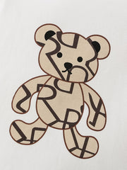 3pcs Baby Boy Bear Print Top & Geometric Cardigan & Matching Pants