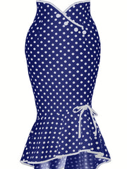 Polka Dot Bodycon Lace Up Fishtail Skirt