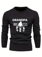 Grandpa Print Men's Casual Warm Mid Stretch Crew Neck Pullover Sweater