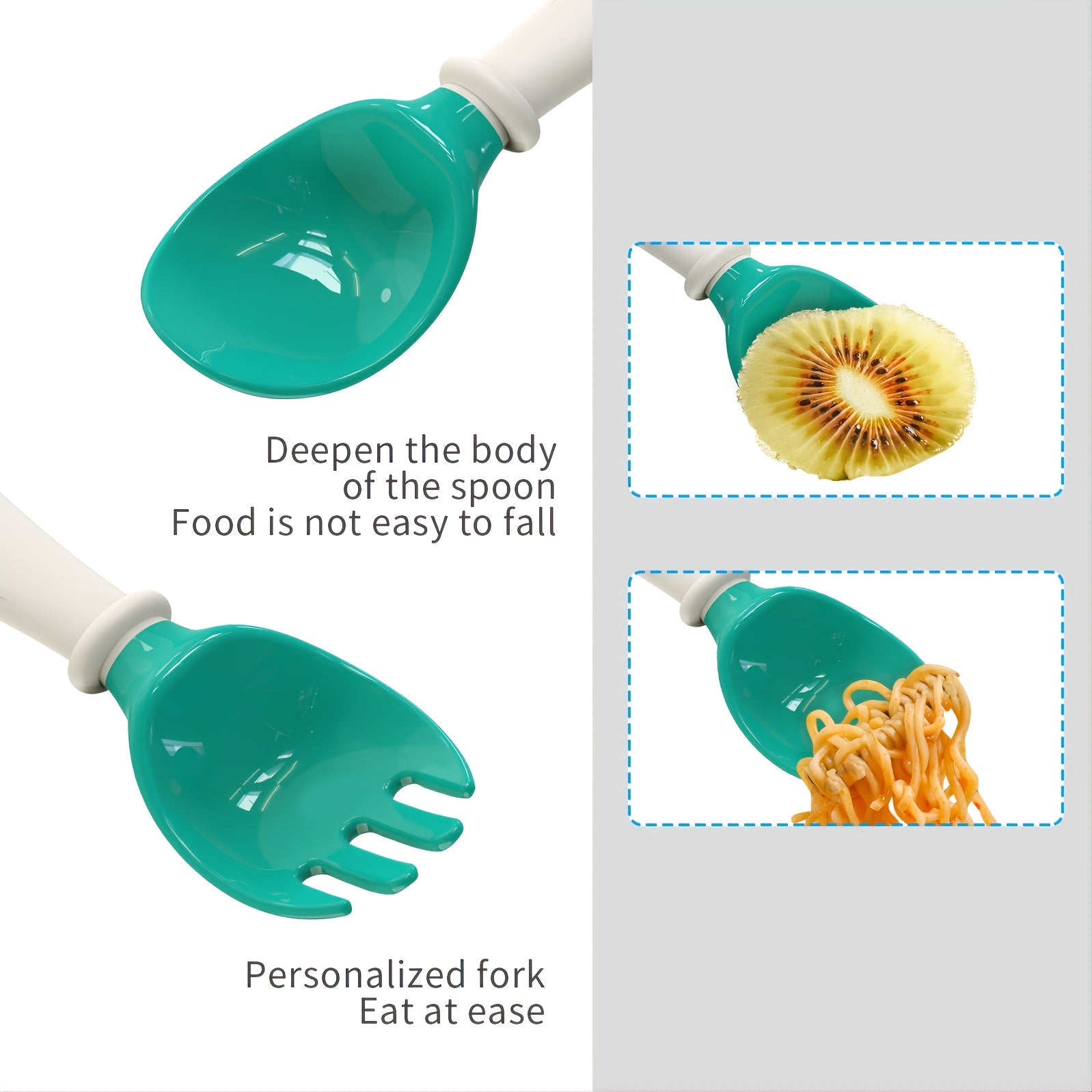 Baby Learn To Eat Training Spoon Twist Elbow Fork Spoon Set
