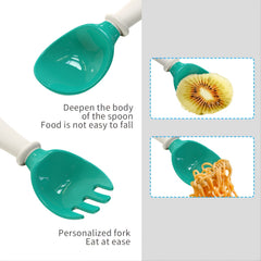 Baby Learn To Eat Training Spoon Twist Elbow Fork Spoon Set