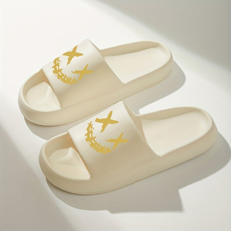 Men's Smiling Face Pillow Slides Casual Non Slip Slippers