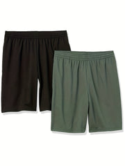 2pcs Quick Dry Comfy Men's Shorts Drawstring Athletic for Gym Workout