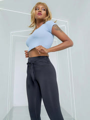 Women's Solid Fitness Cropped T-shirt Top