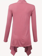 Solid Long Sleeve Open Front Cardigan