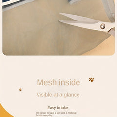 Thickened Mesh Handheld Pencil Case & Large Capacity Stationery Bag