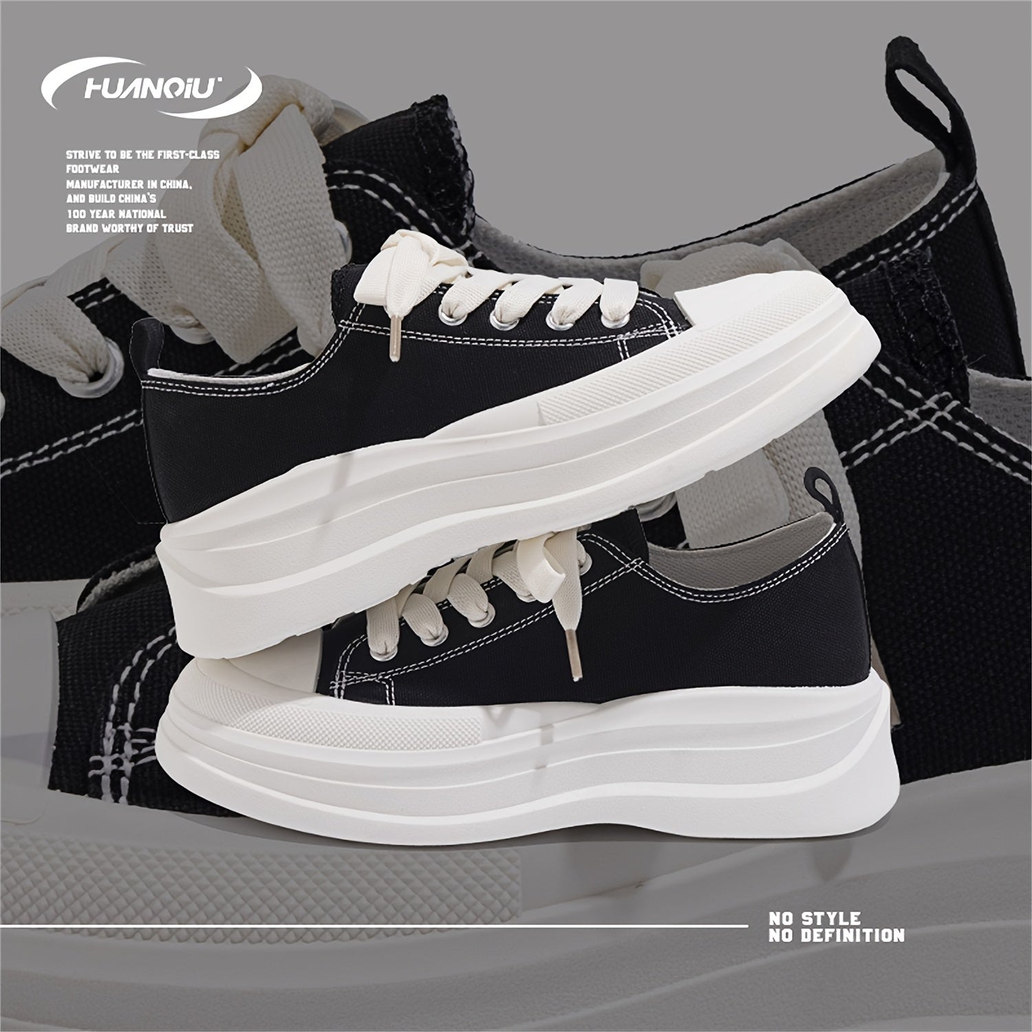 HUANQIU Canvas Shoes Women Thick Platform Breathable Low Sneakers