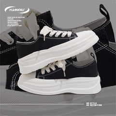HUANQIU Canvas Shoes Women Thick Platform Breathable Low Sneakers