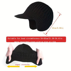 Men's Winter Knit Hat With Earflap Velvet Thickened