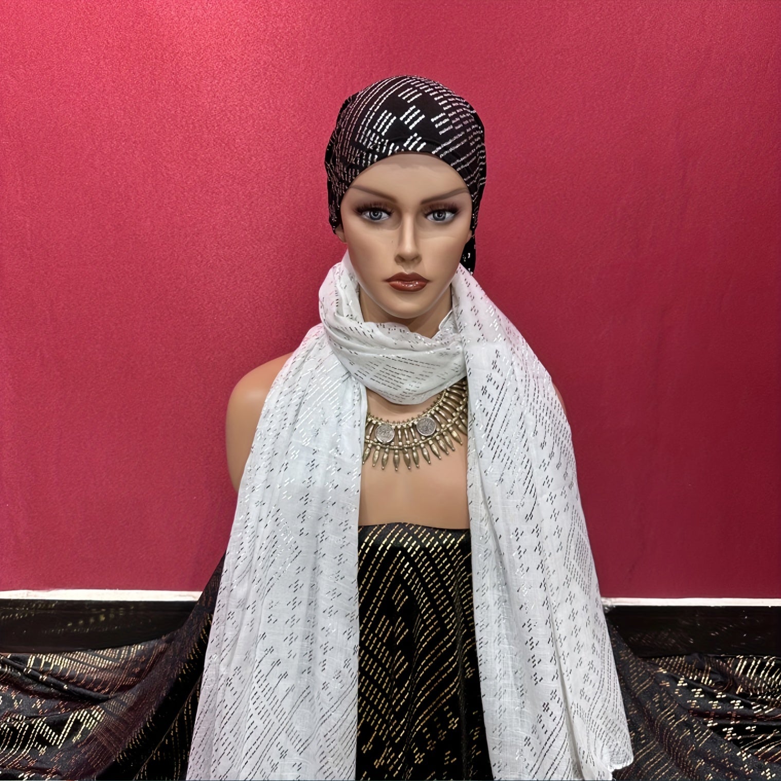 Beige Hot Stamping Scarf Vintage Cotton Large Shawl Women Hijab