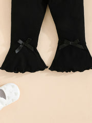 Baby Girls Bowknot Flared Leggings Set Kids Comfy Trousers