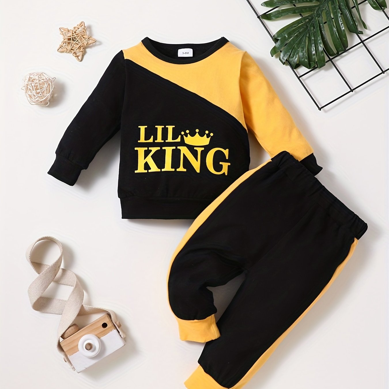 Baby Boys LIL KING Sweatshirt & Pants Set Kids Casual Clothes