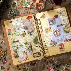 20 Sheets Vintage Plants Stickers Book Retro Transparent Waterproof Stickers