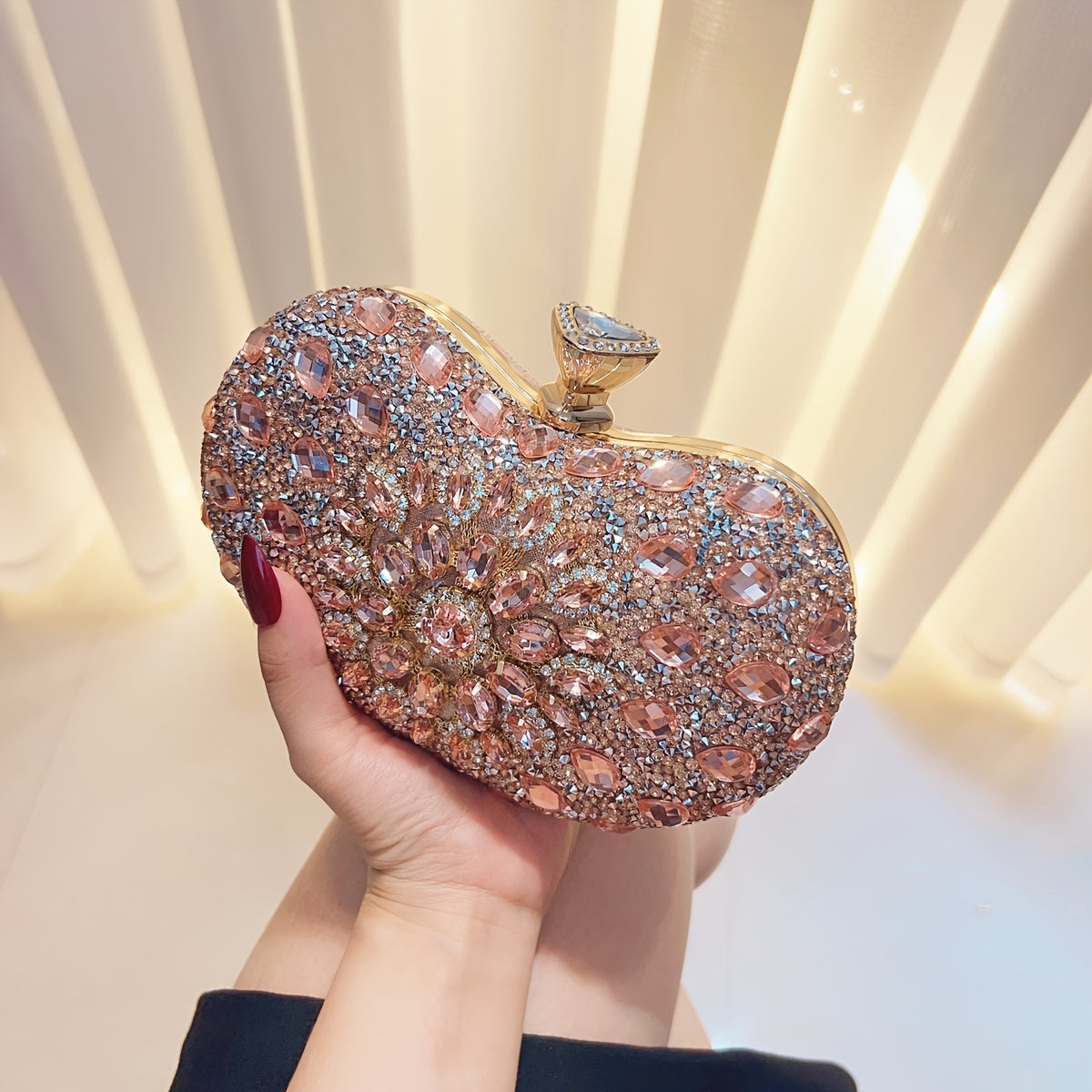 Square Rhinestone Purse Chain Shoulder Bag for Wedding