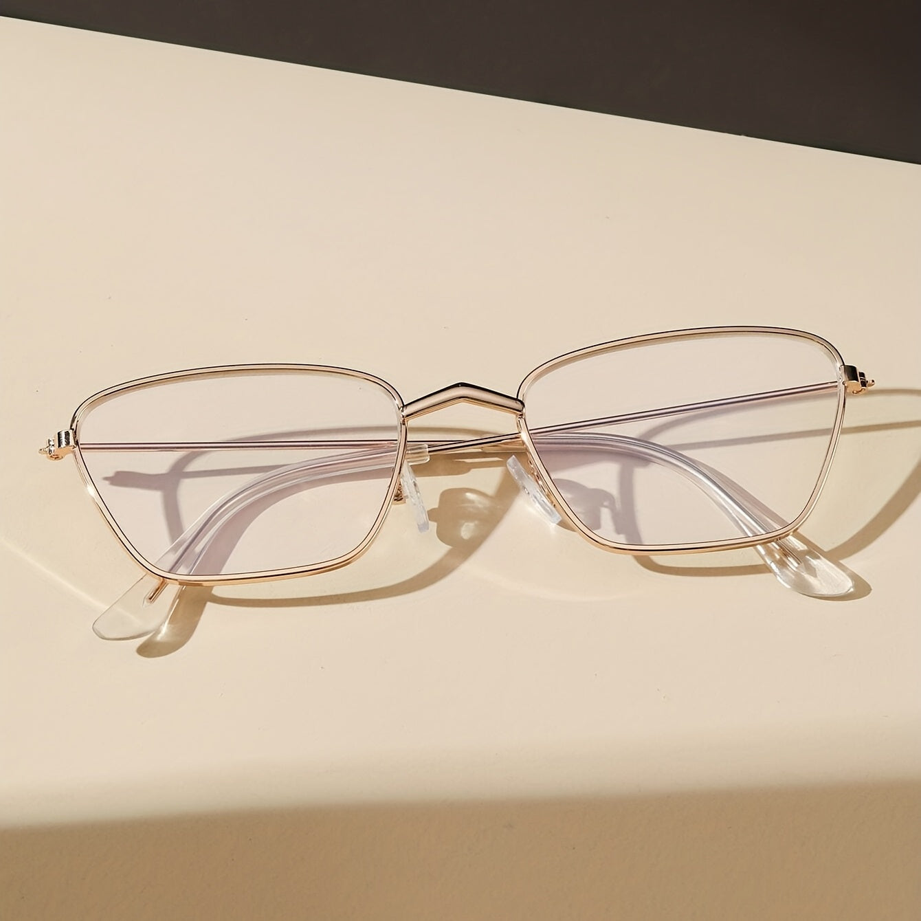 Vintage Thin Metal Frame Clear Lens Glasses Anti Light Eyewear
