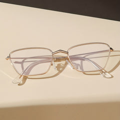Vintage Thin Metal Frame Clear Lens Glasses Anti Light Eyewear