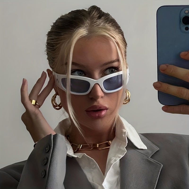 Y2K Wrap Around Sunglasses UV400 Moon Decor Glasses Cyberpunk Eyewear