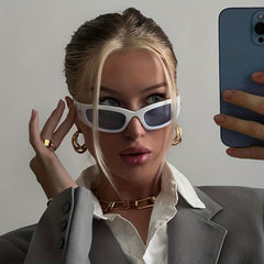 Y2K Wrap Around Sunglasses UV400 Moon Decor Glasses Cyberpunk Eyewear