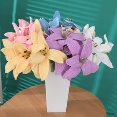 Creative Wool Crochet Flower Knitting Lily Gift Handicrafts Home Decor