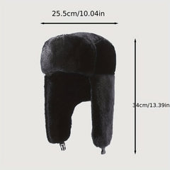 Winter Thick Plush Windproof Warm Earflap Hat for Outdoor Skiing Cycling