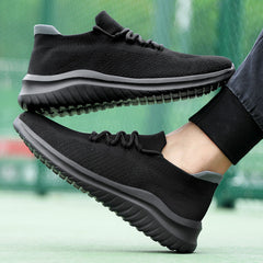 Men's Breathable Woven Sneakers - Comfortable Low Top Lace Up