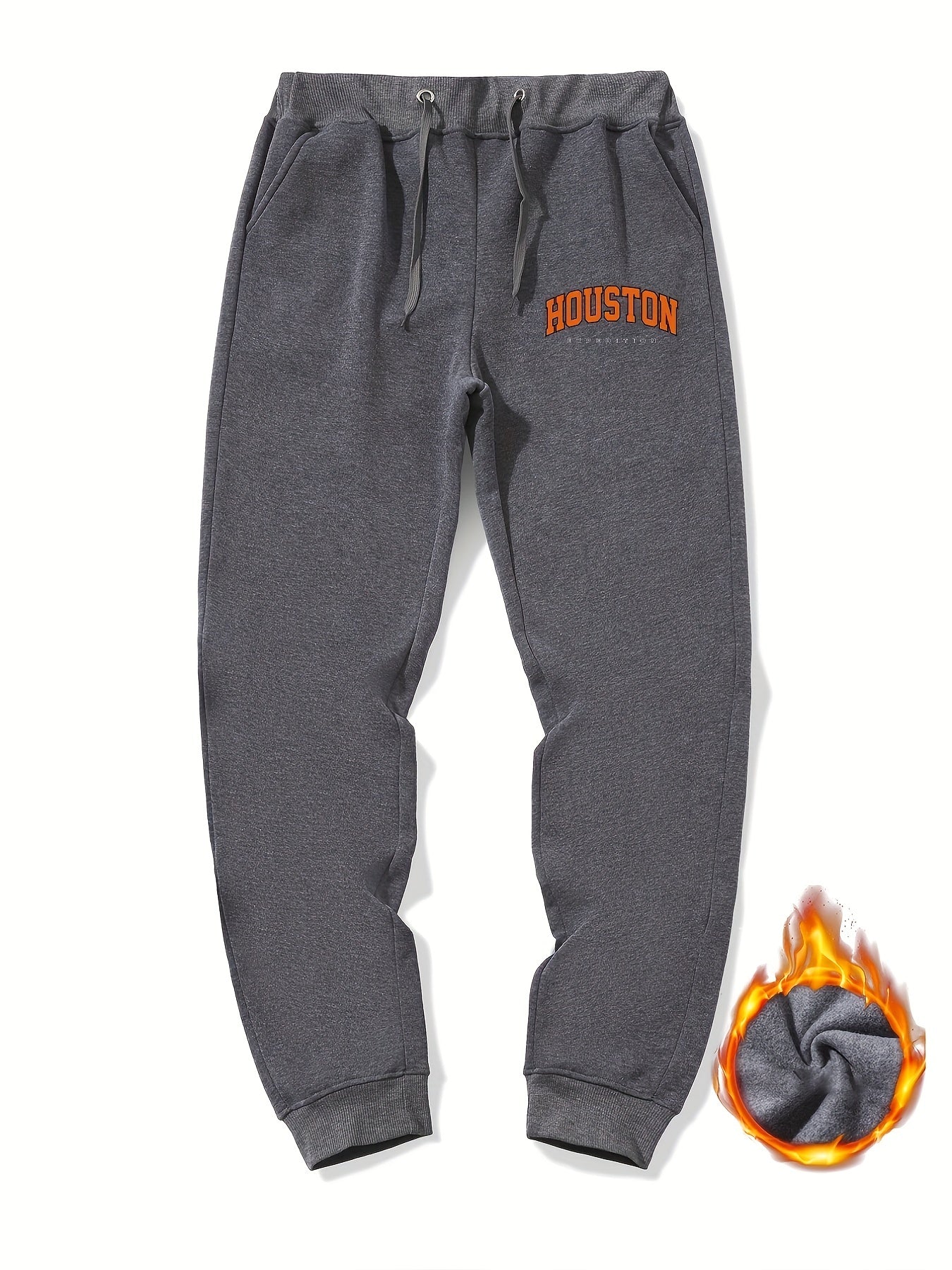 Houston Letter Print Casual Graphic Drawstring Joggers Men s Sweatpants