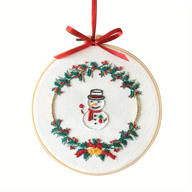 Christmas Cross Stitch Kit Set With Embroidery Hoop Needlepoint