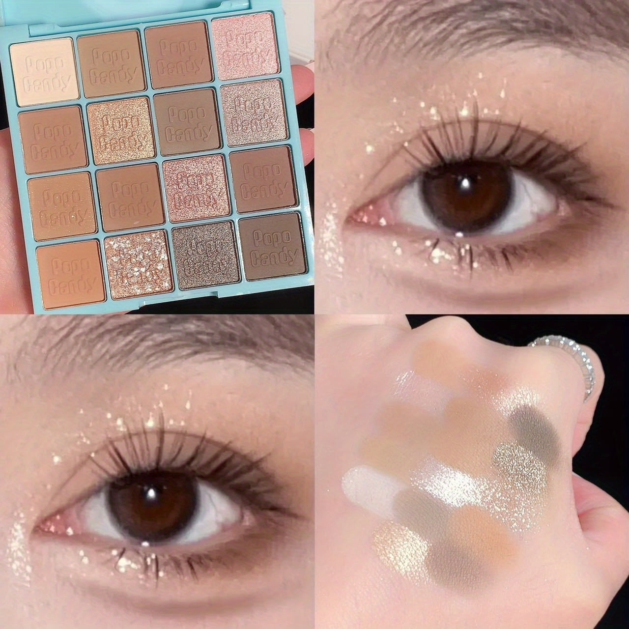 16 Shades Neutral Eyeshadow Palette Creamy and Blendable Brown Colors