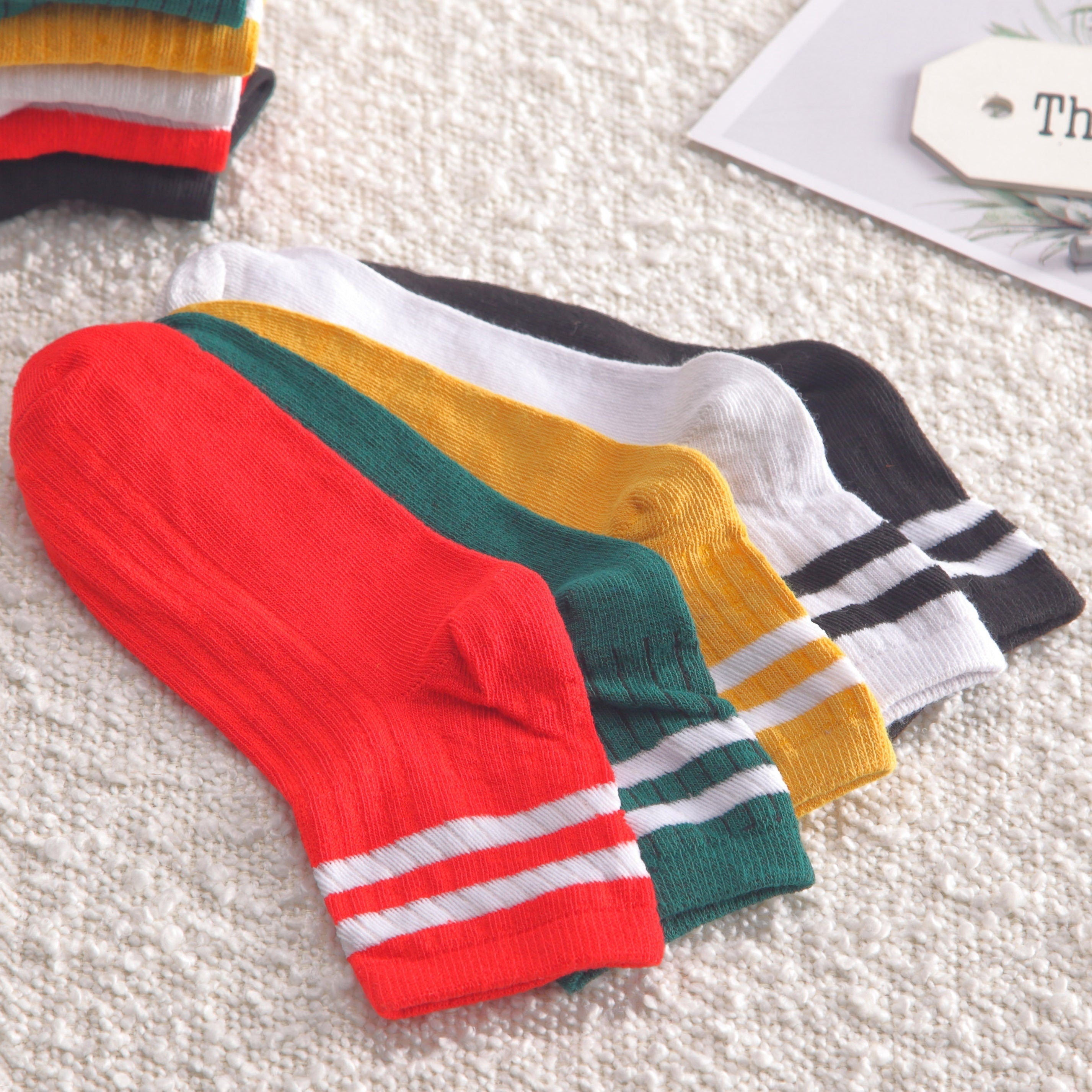 5 Pairs Striped Short Socks Breathable Sports Stockings