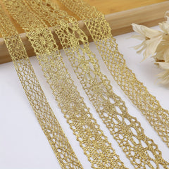 2 Yards Golden Lace Trim Crochet Lace Ribbon for Bridal Wedding D