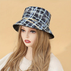 Tie Dye Plaid Print Bucket Hat Casual Fisherman Hat