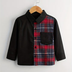 Girls Plaid Shirt Top Collared Long Sleeve