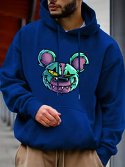 Comic Bear Print Hoodie for Men