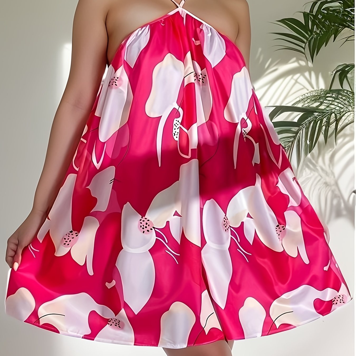 Floral Print Backless Dress Vacation Spaghetti Strap Mini Dress