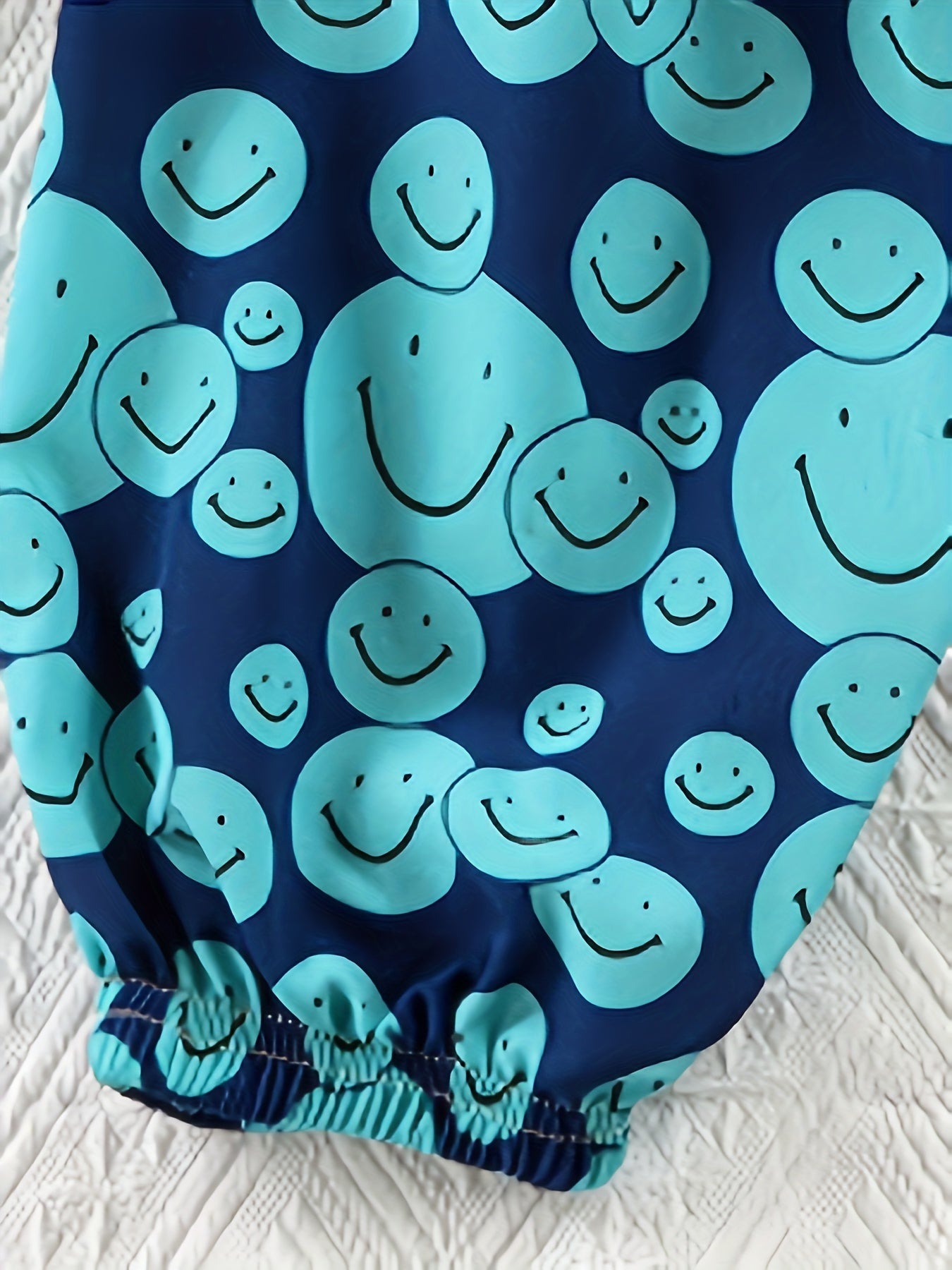 Toddler Girls Cartoon Smile Face Jogger Pants Casual Loose Elastic Waist