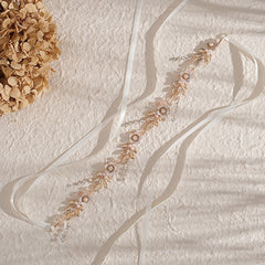 Crystal Wedding Headband for Women - Flower Leaves Headpiece