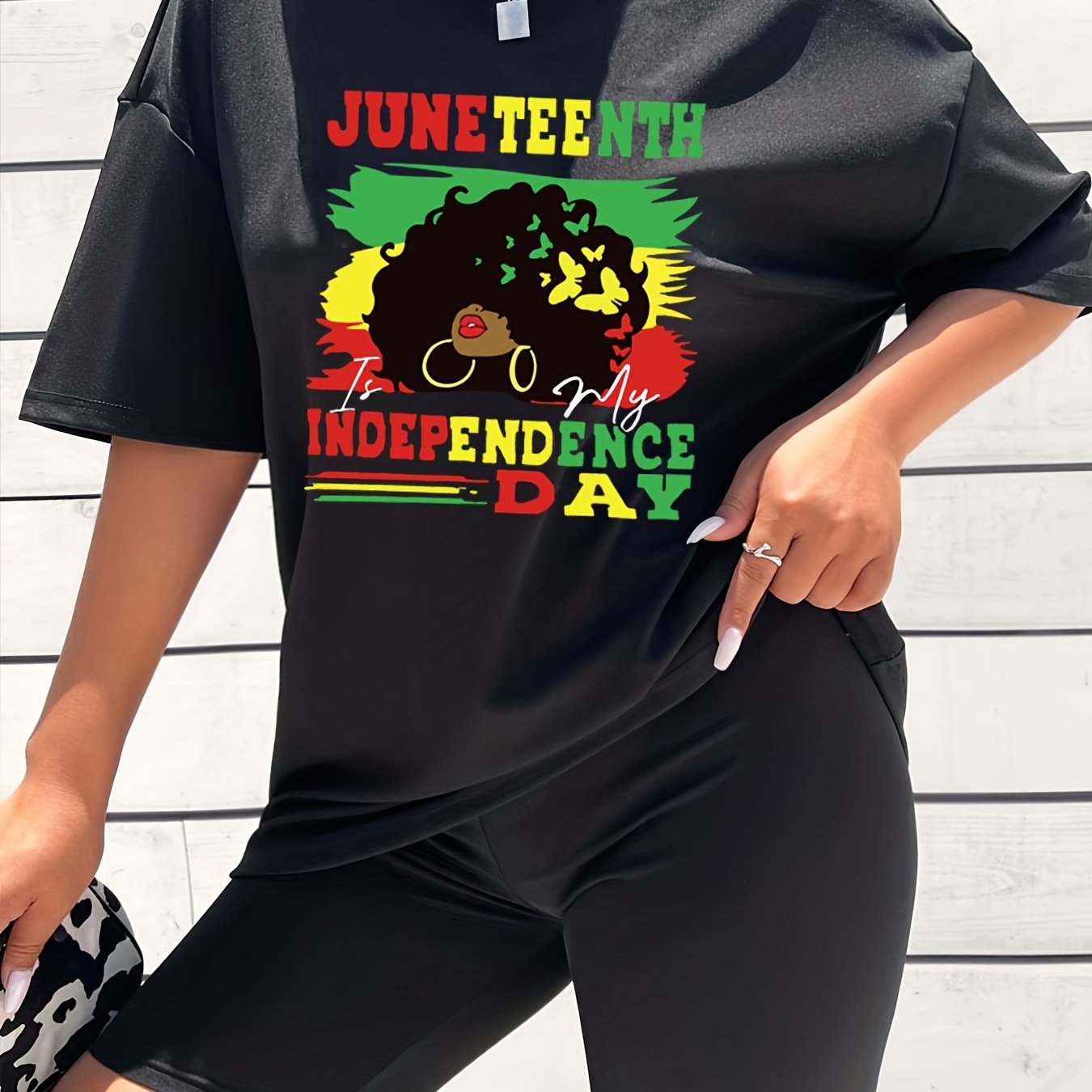 2pcs Independence Graphic Sports Set Crew Neck Short Sleeves & Solid Shorts