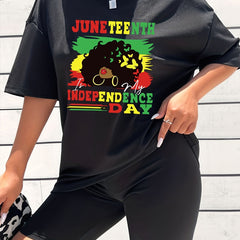 2pcs Independence Graphic Sports Set Crew Neck Short Sleeves & Solid Shorts