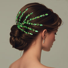 Green Rhinestone Bridal Headband for Women - Sparkling Floral for Weddings